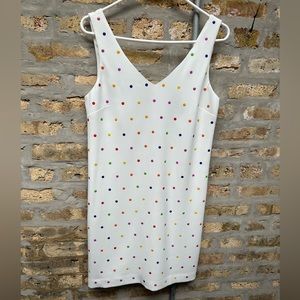 Trina Turk White Dress Colorful Polka Dot Mini Size 2